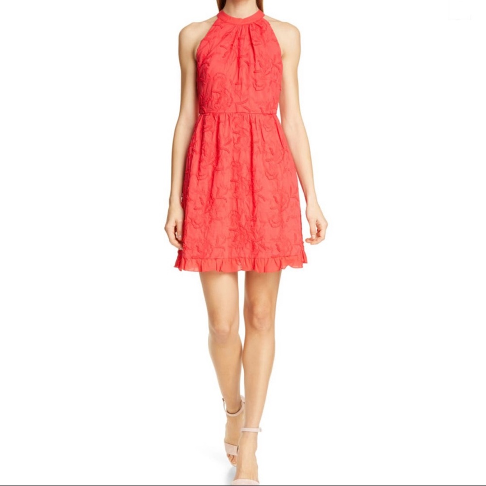 Ted Baker Lorene Embroidered Skater Mini Dress In Red Size 3/Medium 8-10